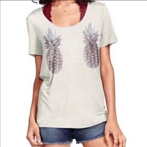 Victoria’s Secret PINK Super Soft Scoop Neck Pineapple Tee Size Small